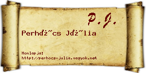Perhócs Júlia névjegykártya